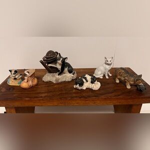 Vintage Cat Figurine Collection – Set of 6 Resin Cats, Cottagecore